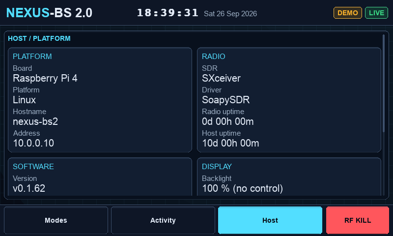 Nexus-BS Touch: host and radio